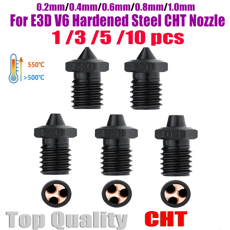 

E3D V6 Nozzle CHT Hardened Steel Nozzle V6 High Flow 3D Printer Nozzles Clone CHT For Ender 3 Hotend Titan Extruder Prusa i3 mk3