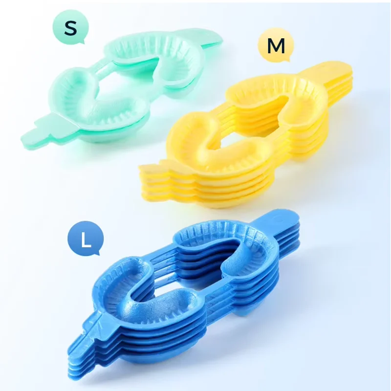 5pcs Dental Fluoride Tray Disposable Dual Arch Foam Impression Trays Denture False Teeth Holder Dentistry Instruments Materials