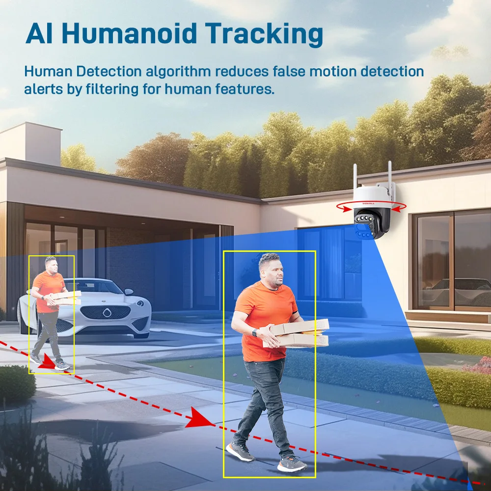 Imagem -04 - Câmera ip de Vigilância sem Fio ao ar Livre Ptz Cctv Security Human Detect Auto Tracking Proteção de Segurança Wifi 8mp 4g