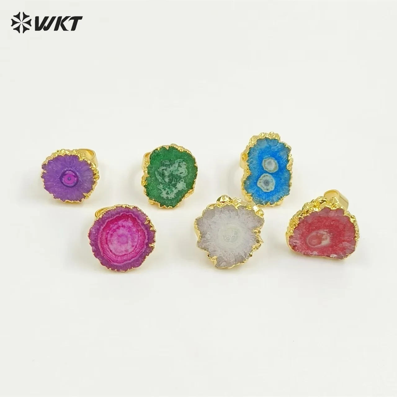 WT-R300 wholesale stone rings stalactite quartz ring party women rings multi-color optional high quality 2018 new design