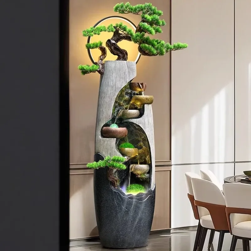 Chinese Vase Water Scenery Rockery Flowing Fountain Circulating Living Room Landscape Decoration