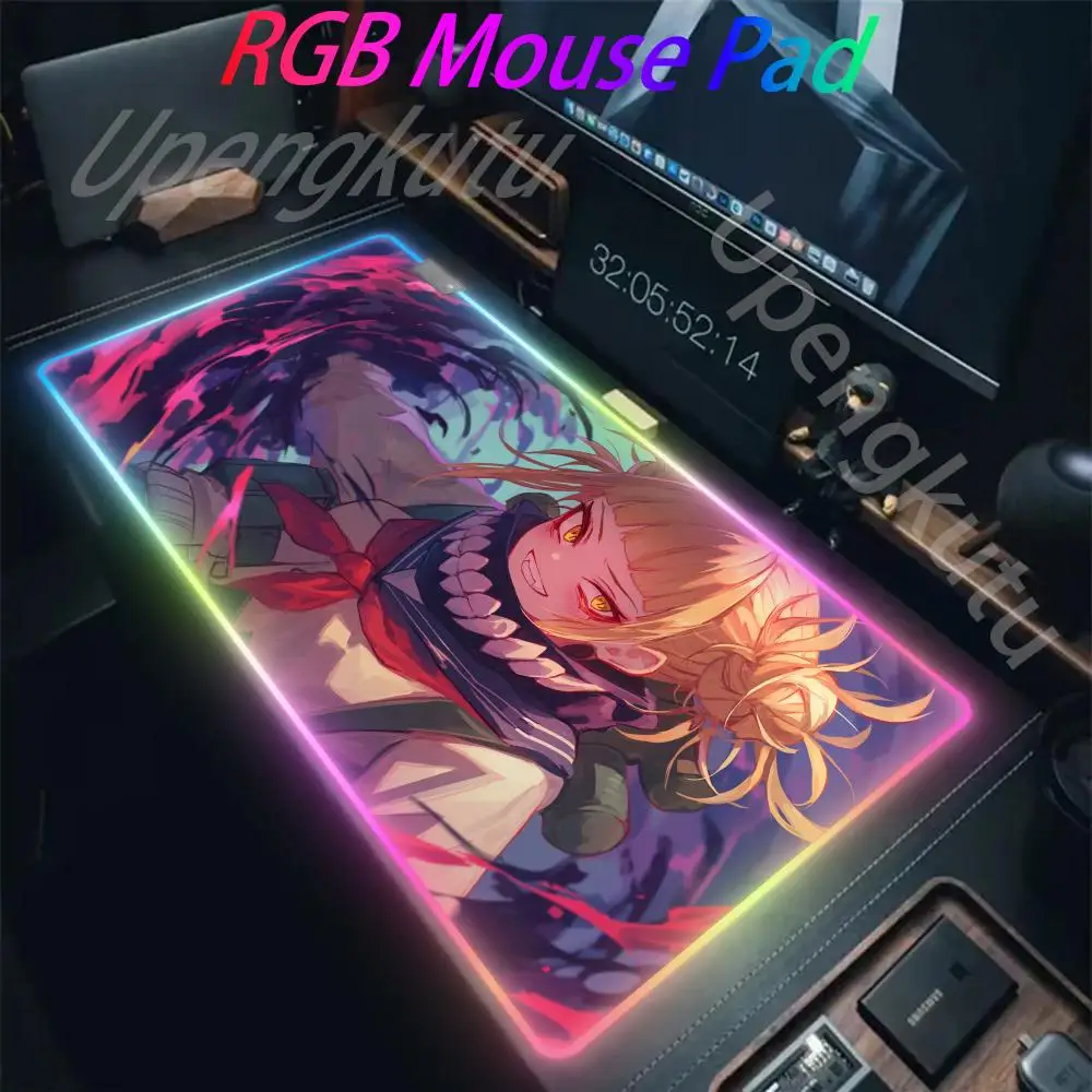 

My Hero Himiko Toga RGB Pc Gamer Keyboard Mouse Pad Mousepad LED Glowing Mouse Mats Rubber Gaming Computer Mausepad