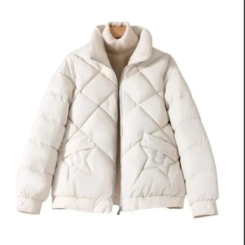 2024 Vrouwen Opstaande Kraag Dons Katoenen Jas Herfst Winter Dame Losse Parka 'S Outwear Koreaanse Vrouwelijke Mode Verdikking Puffer Jas