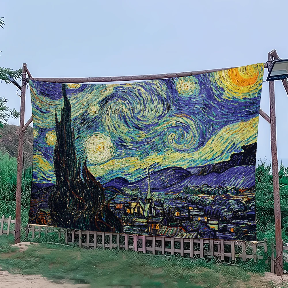 Van Gogh Related Oil Painting Art flag For Art Science Fiction Room Home Decor Wall Hanging Home Decor Banner