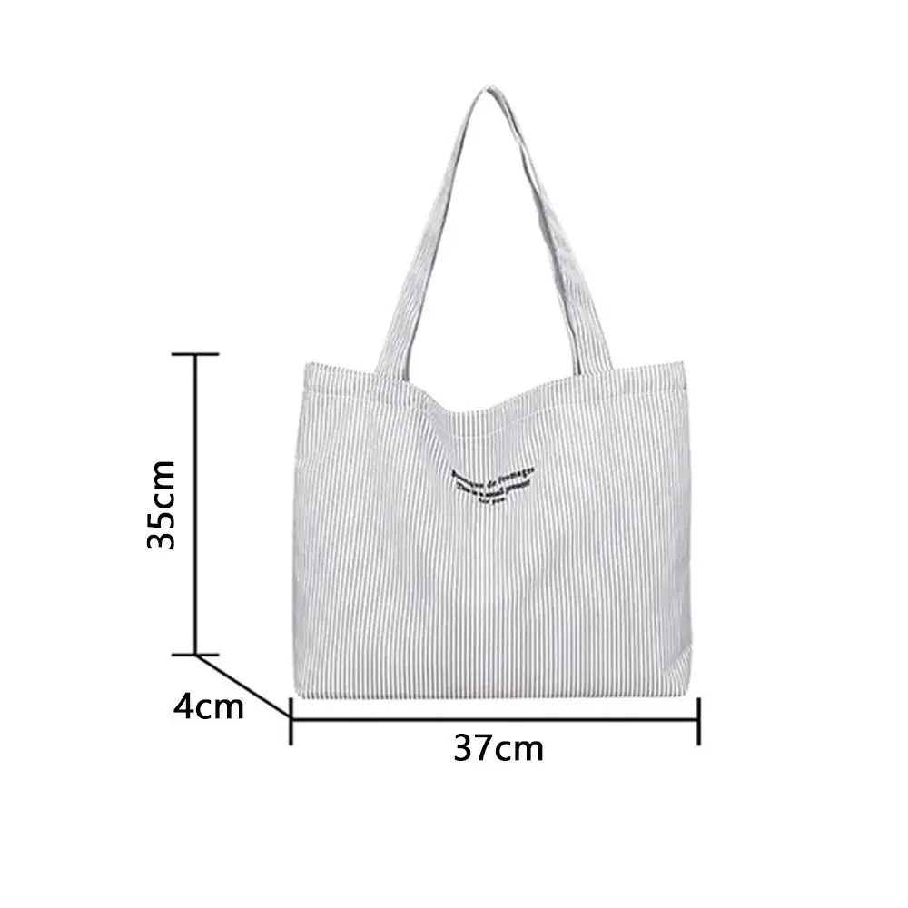 Einfache Canvas-Umhängetasche im koreanischen Stil, gestreifte Einkaufstasche, große Kapazität, Handtasche für Frauen und Mädchen