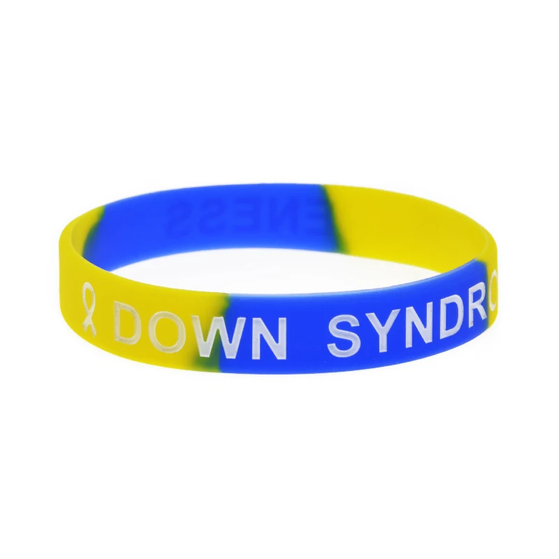 1 PC Down Syndrome Awareness Silicone Wristband Adult Size Subsection Color