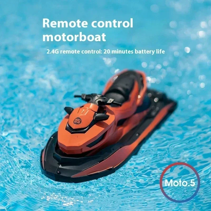 Barco de Controle Remoto de Alta Velocidade para Crianças, RC Jet Ski, Mini Lancha Elétrica, Motor Duplo, Brincar de Água no Verão, Presente Brinquedo Infantil, 2.4g