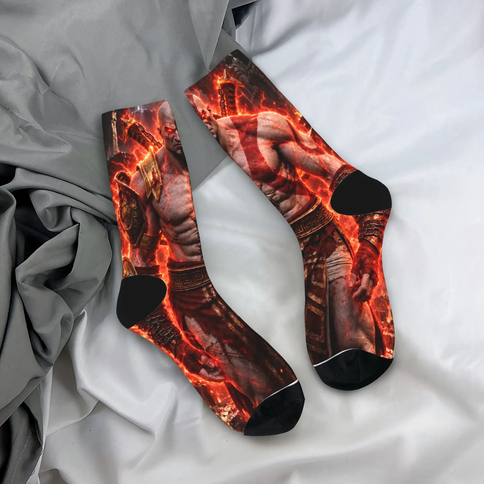 Kratos Socks God  War Games Pattern Stockings Anti Skid Women Men Socks Breathable Spring Modern Skateboard Socks