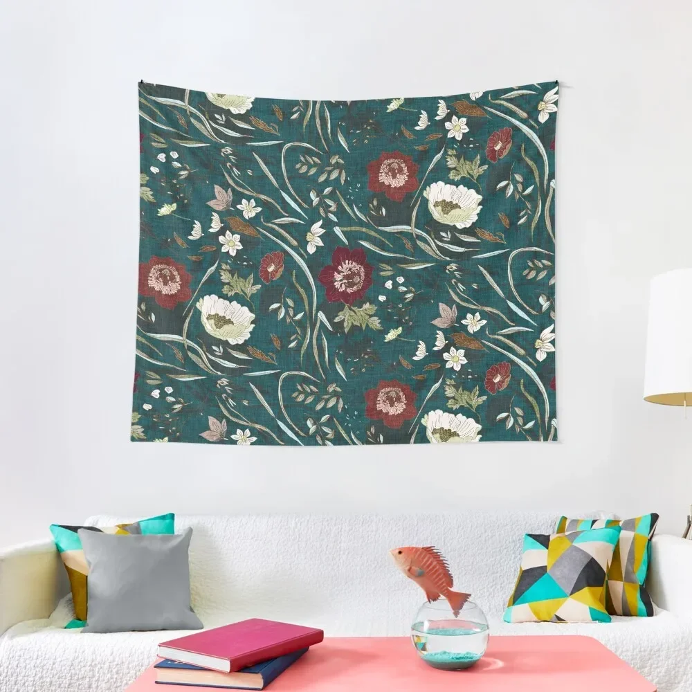 

Noir Floral (teal) Tapestry Christmas Decoration Decoration For Home Tapestry