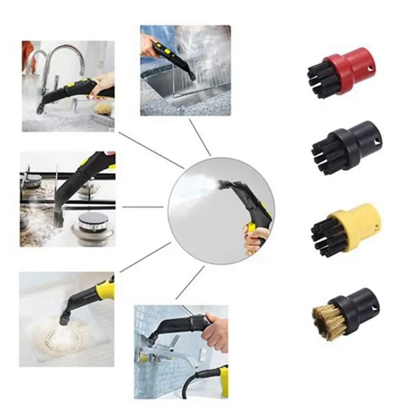 YANA35R Steam Cleaner Accessories Kit For Karcher SC1 SC2 SC3 SC4 SC5 Multi-Functional Steam Mop Pads Round Brush Scraper Spare