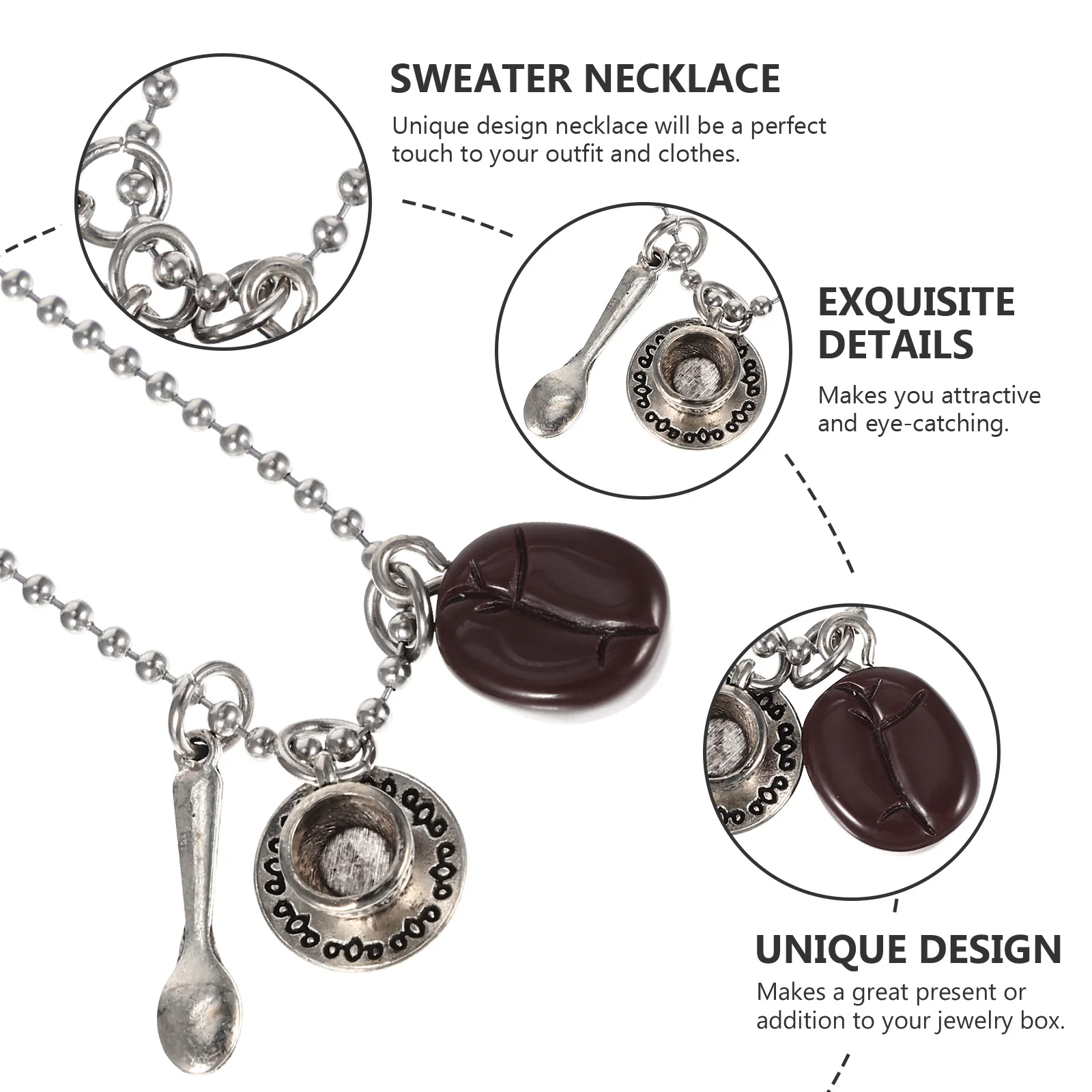 Elegante Vintage Legierung Lange Pullover Kette Kaffeetasse Anhänger Halskette Retro Anhänger Kette für Frauen und Männer Lange Pullover Halskette
