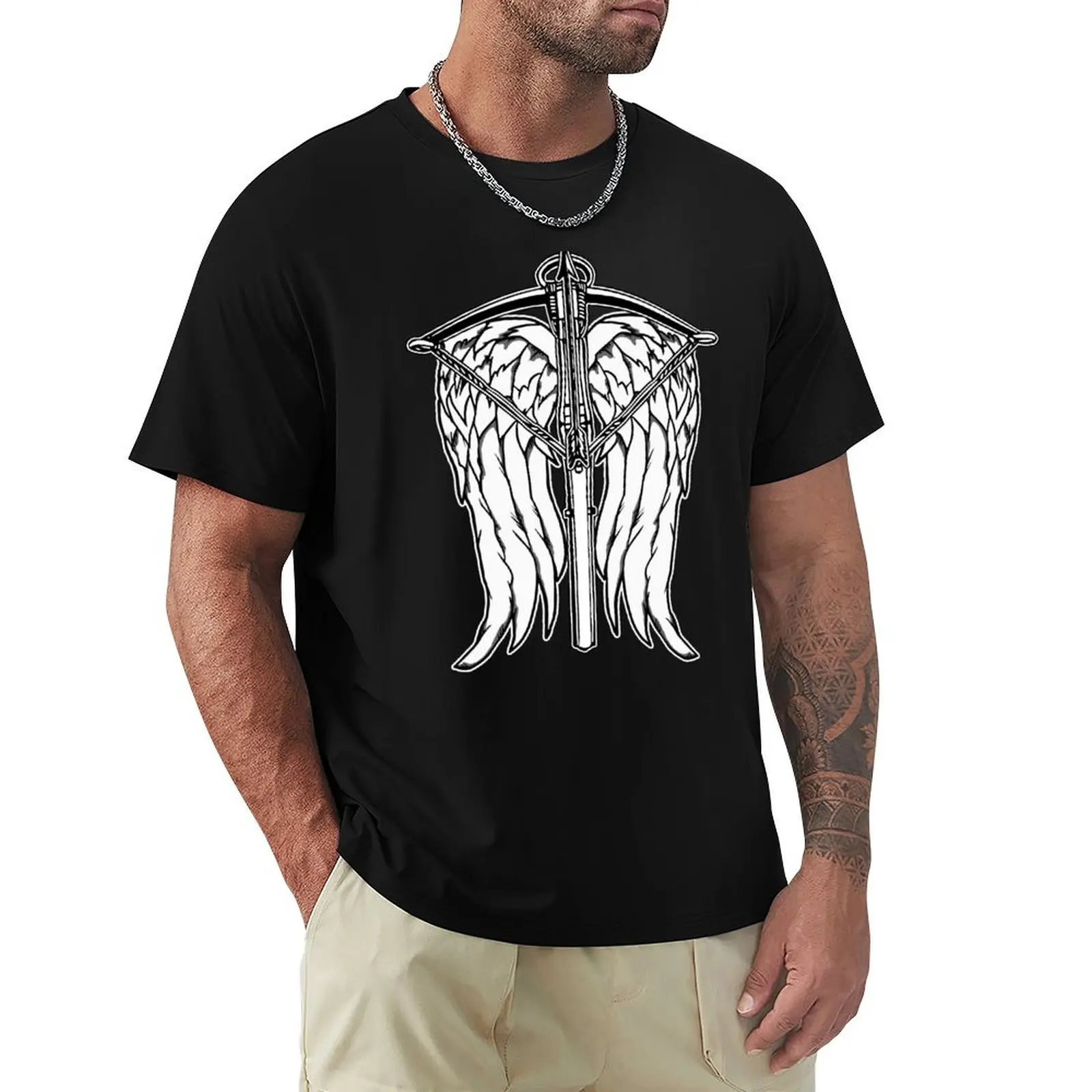 

Angel Wings and Crossbow (Clean) T-Shirt man t shirt sports fans Personalized t-shirt cotton t shirt men