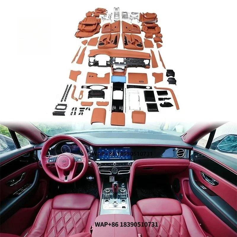 Acessórios interiores de carro de couro genuíno para esporão voador antigo para novo estilo painel da porta controle central capa volante