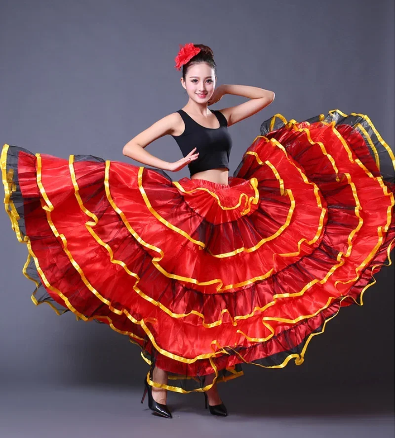 Saia espanhola para dançar a barriga longa para mulher, moda senhora, flamenco, 1 peça por lote