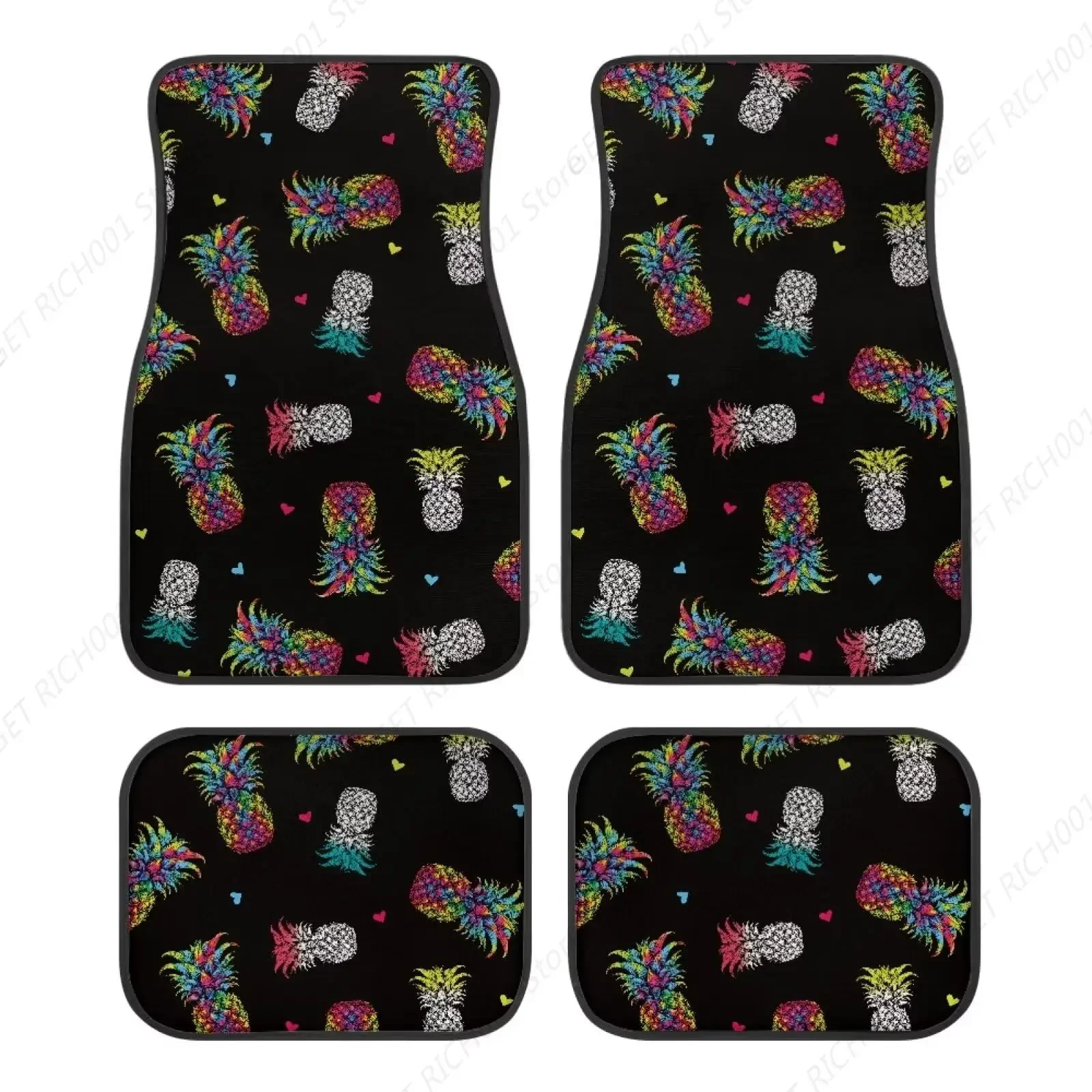 

Love Pineapple - Alfombrillas Lanteras Y Traseras Para Coche, Color Negro, Universal, Juego Completo 4-х шт.