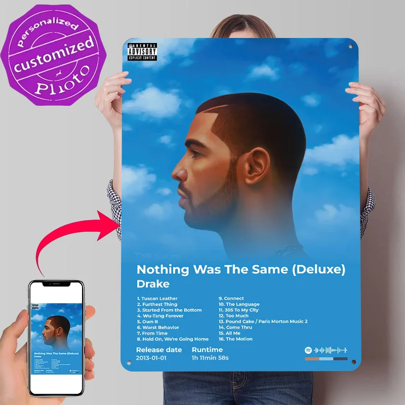Drake - Nothing Was The Same 3D Texture Metal Poster Customized Wall Art Tin Sign Gift for Mancave Room Decorating Interior Home