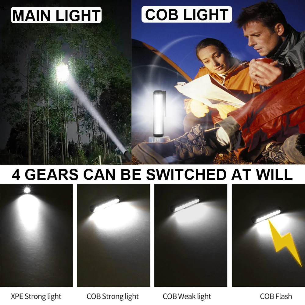 Powerful Led Flashlight 2 in 1 LED Built in Battery Shot Long Smart Type-c Rechargeable Flash Light Mini Torch Lamp For Camping
