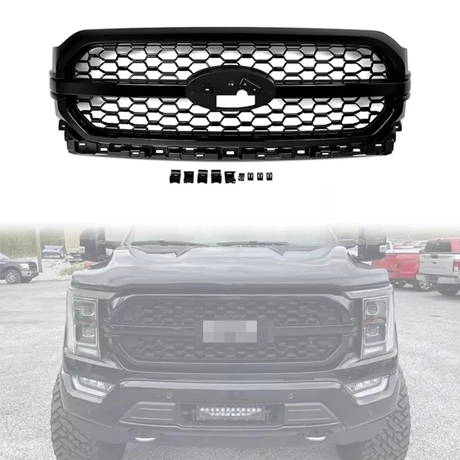 LUMA New High Quality Black ABS Plastic Car Bumper Grill Flow LED Light Replacement Grille Fit For Ford 2021-2023 F150