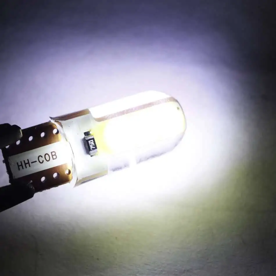 10Pcs Silicone Gel COB Auto LED Car 12V T10 W5W Wedge Side Parking Read Bulb Signal Lamp Clearance Door Light 12 SMD Chips image 3