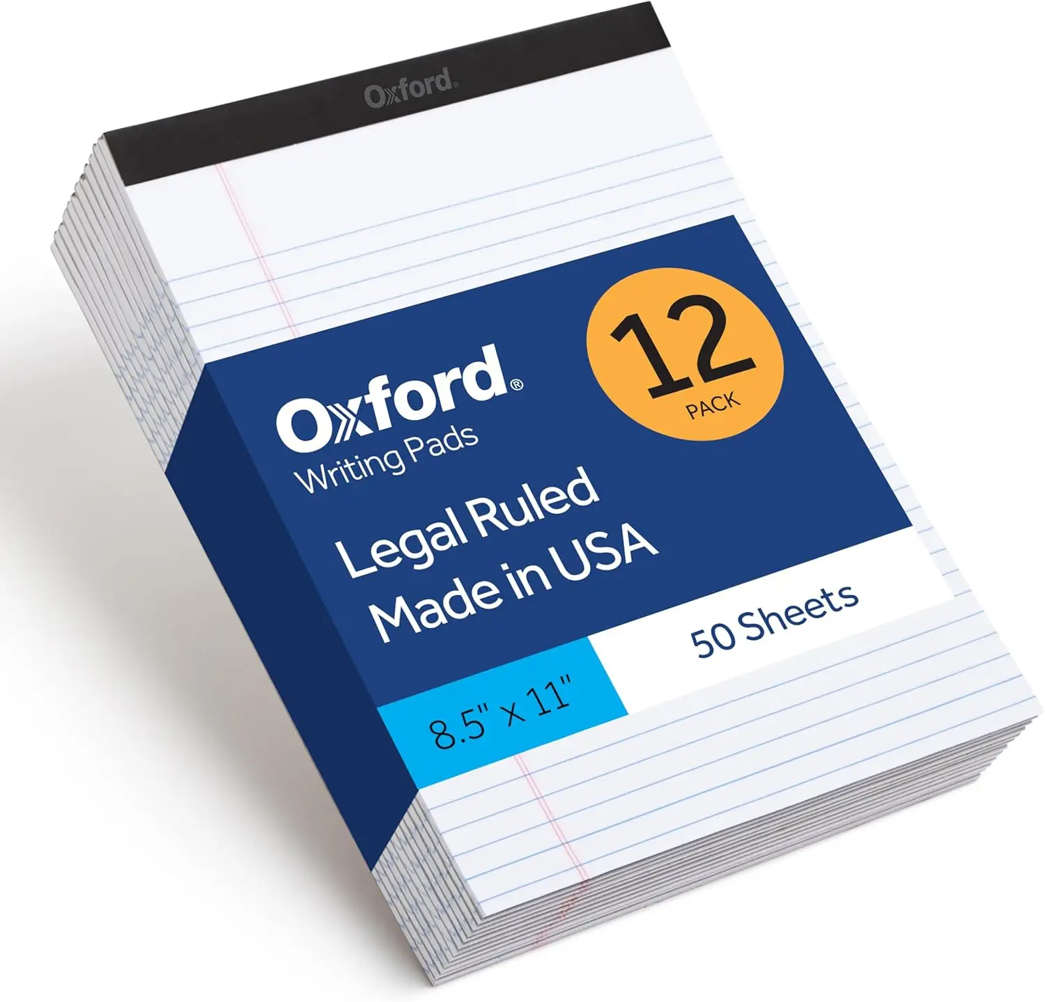 

Legal Pads 8.5x11, Wide Ruled, 12 Pack, 50 Sheets Each, Perforated, White
