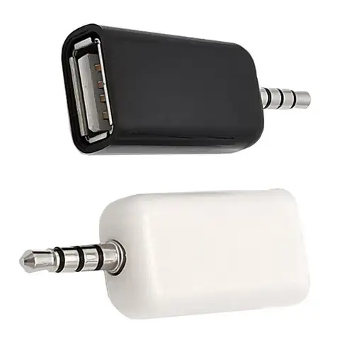 Car Aux USB A Female To DC3.5mm Male USB Drive To Connect CD Player Audio Car Audio Head USB AF/DC3.5mm MP5 Adapter Black/Whit
