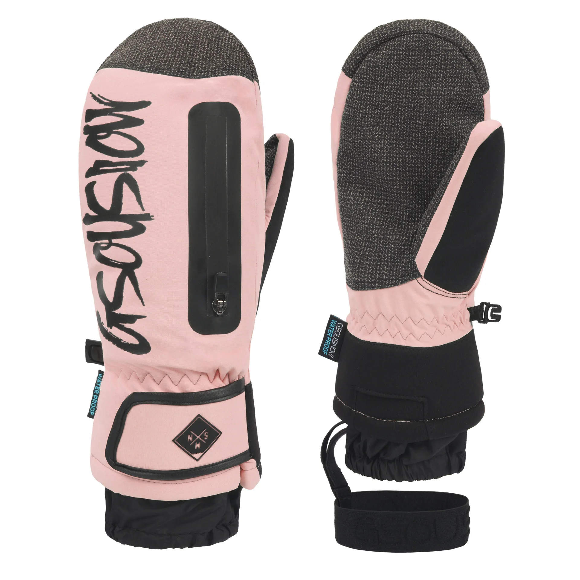 Sheepskin Ice Snow Gloves, Outdoor Accessories, Waterproof, Wearable Snowboarding Mitten, Ski Palm, Five-finger Unsex