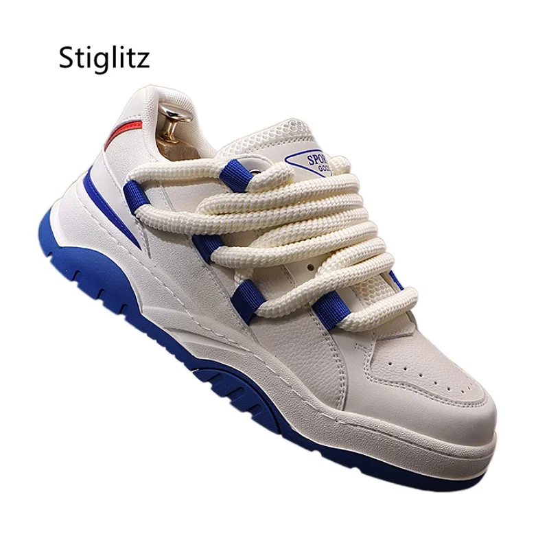 White Sneakers Shoes for Men Breathable Fashion Men's Lace-Up Runway Board Shoes Student Sports Casual Shoes Spring Summer 2023