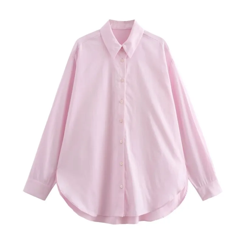 Women's street fashion shirt 2024 autumn new loose poplin long-sleeved shirt