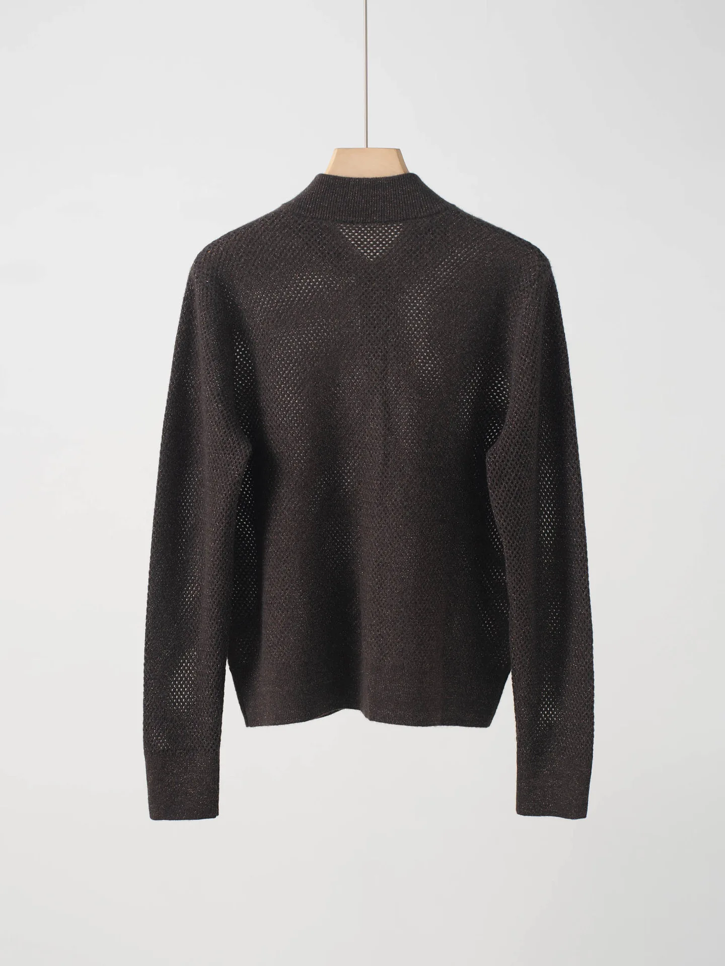 2026 Autumn/Winter New Cashmere Wool Gold And Silver Thread Hollow-Out Button Knit Cardigan, Versatile Top For Women
