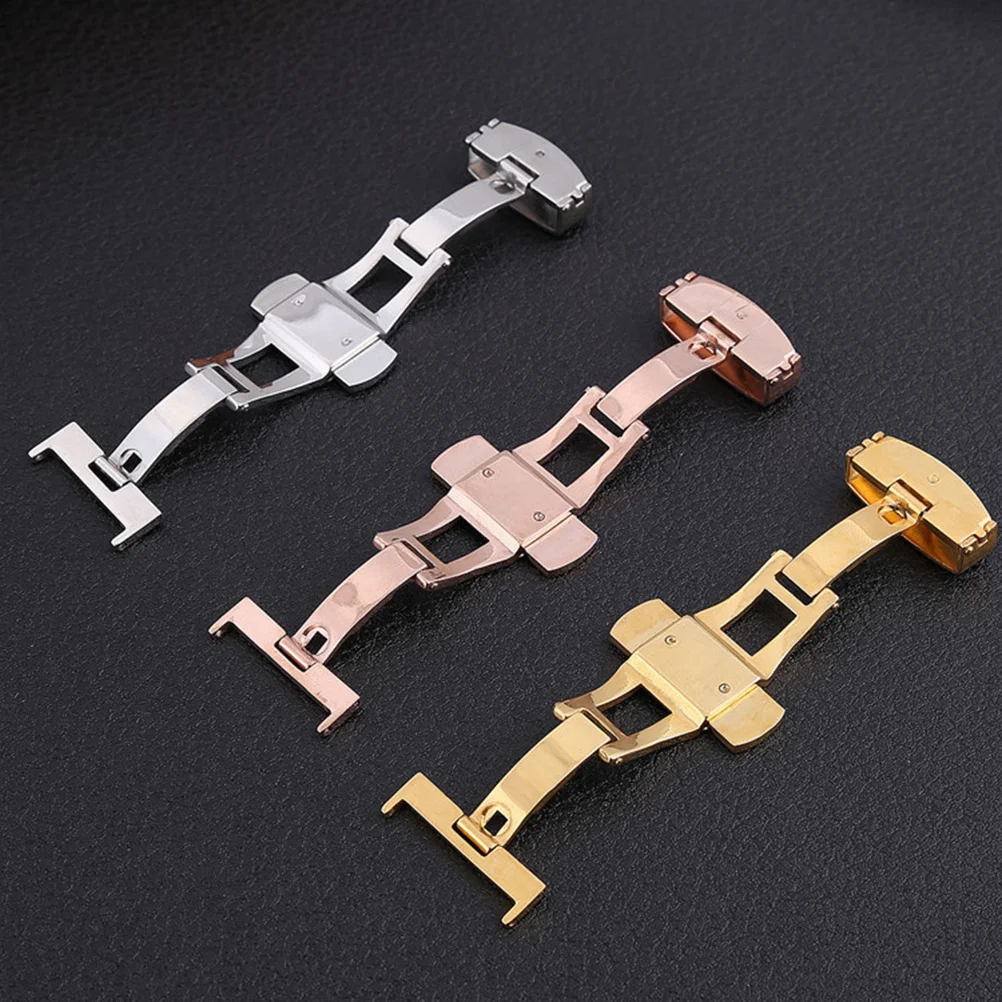 

22mm Push Button Watch Clasp Automatic Butterfly Deployment Golden 24mm Band Durable Comfortable Texture Watch Clasp