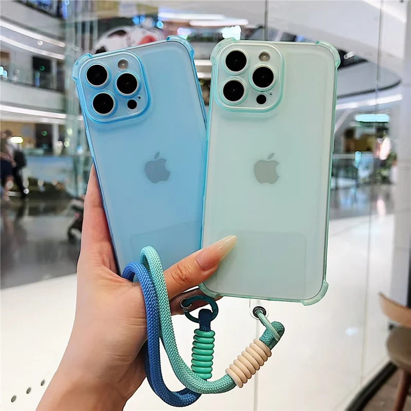 With Lanyard Clear Matte Phone Case For Vivo Y36 Y16 Y39 Y29 Y19S Y02 Y22 Y03 Y28 Y33S Y21S Y76 Y78 Shockproof Wrist Strap Cover