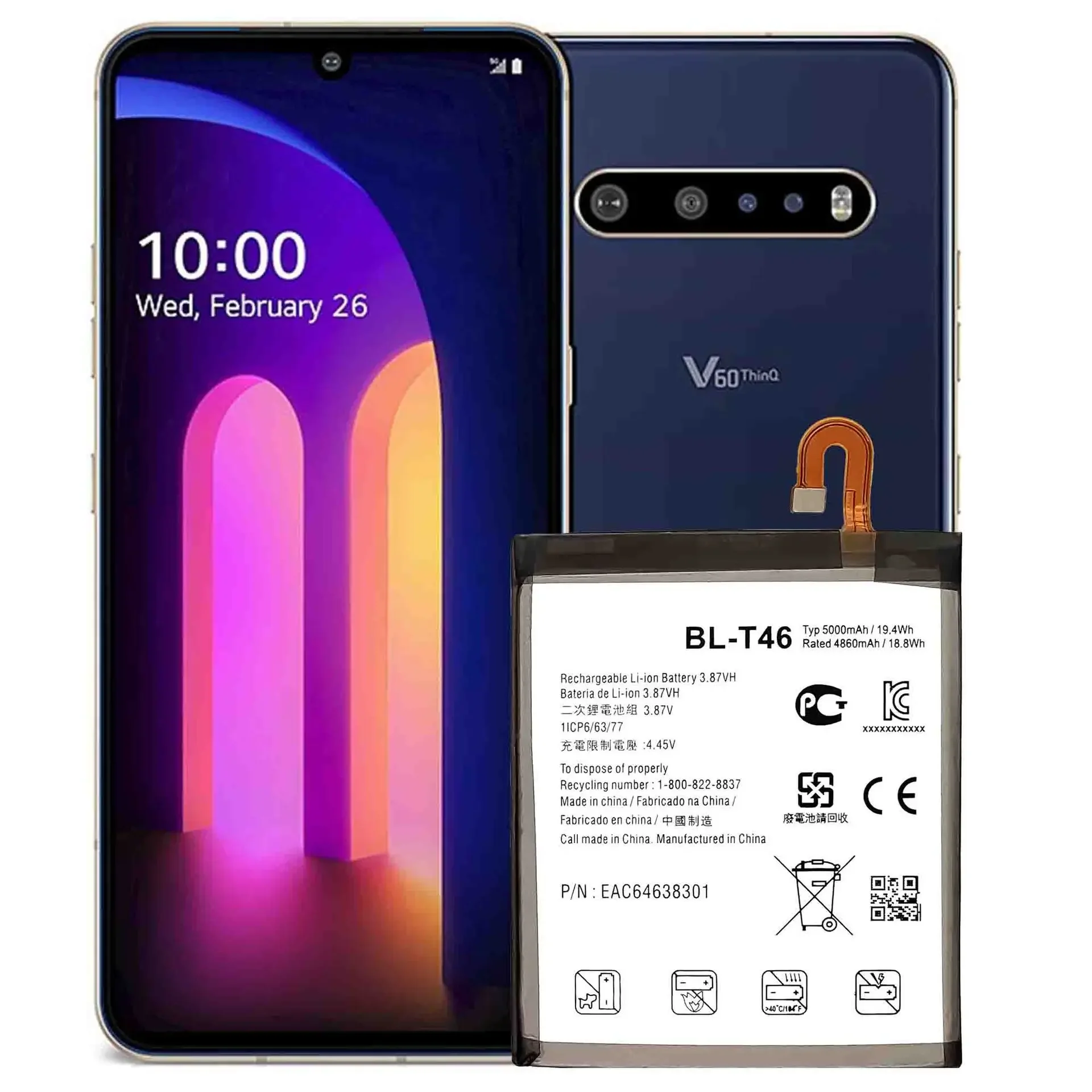 high capacity BL-T46 5000mAh Battery For LG V60 ThinQ 5G LMV600VM V600VM V600QM5 BL T46 Mobile phone Batteries+Tools