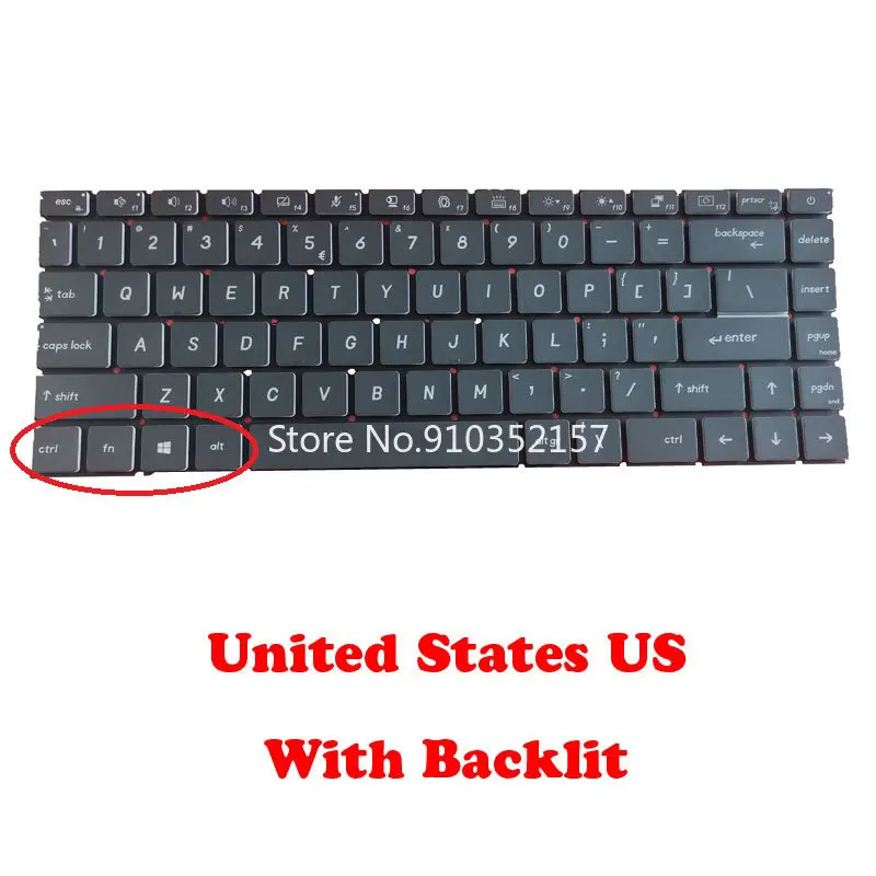 

Backlit Keyboard For MSI Prestige 14 P14 MS-14C1 14C2 Prestige 14 A10SC A10RB A10RAS A10RBS United States US No Frame & Backlit