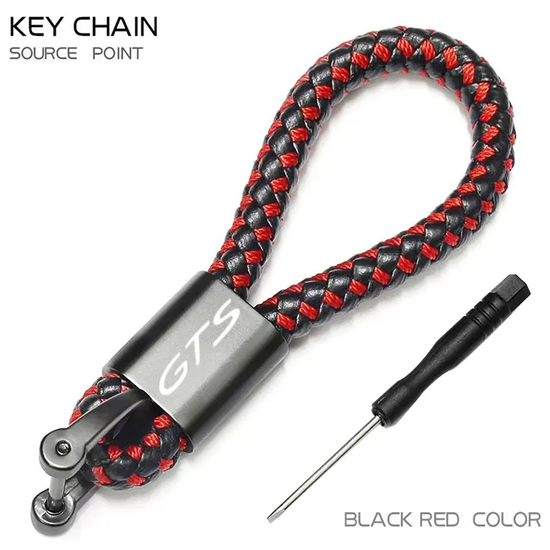 Chaveiro corda trançada para Porsche, GTS Turbo, Panamera, Cayman, Cayenne, alta qualidade, acessórios do carro, logotipo personalizado, Metal Keychain