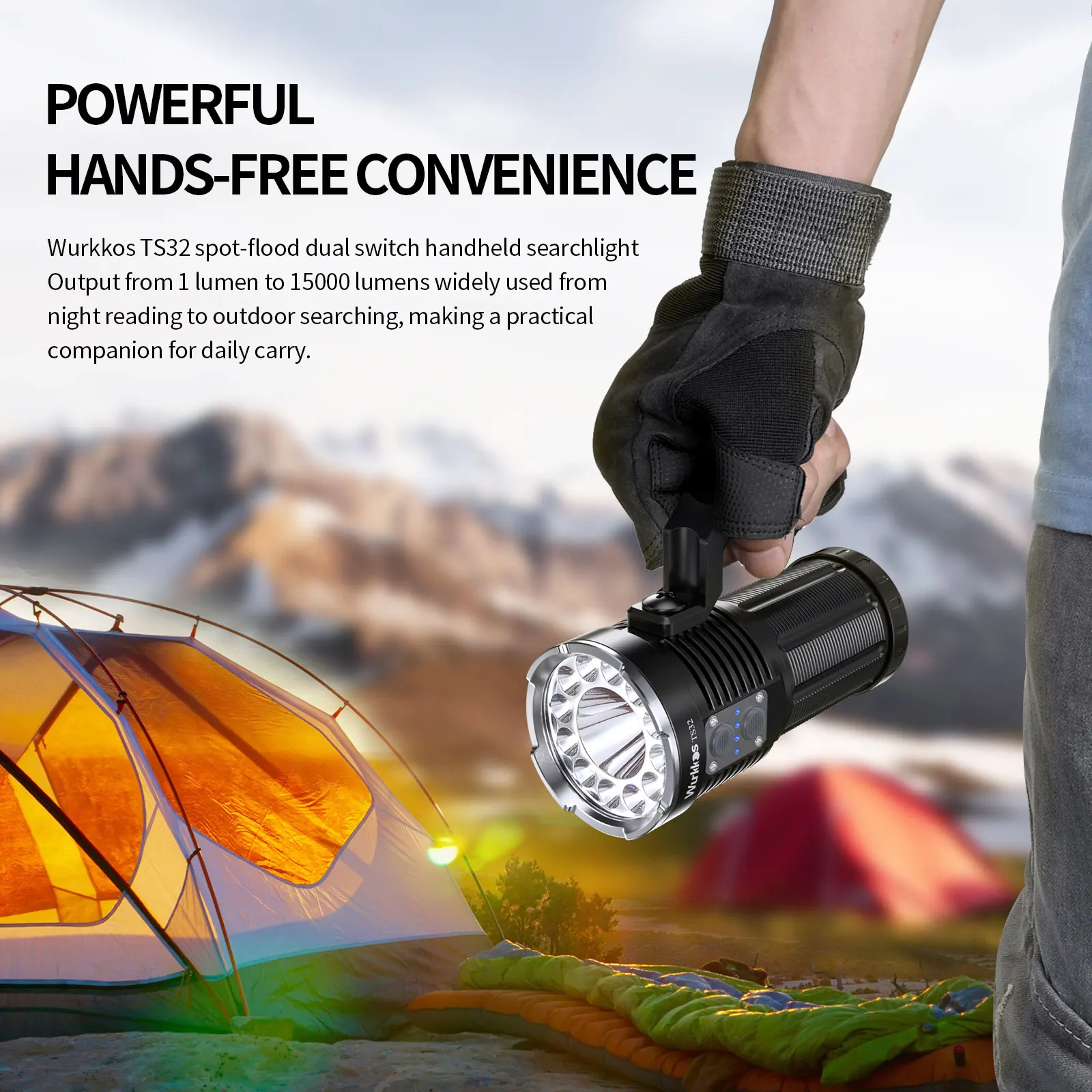 Wurkkos TS32 Powerful Flashlight 13000LM 3A Power Bank Dual Switch 3*21700 Waterproof Light 12* XPL2/LH351D + 1*  SFT40 LED