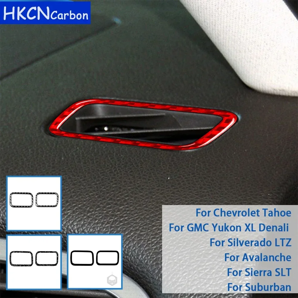 For Chevrolet Silverado Tahoe Avalanche GMC Sierra 2007-2013 Accessories Carbon Fiber Car Interior Defogging Air Outlet Stickers