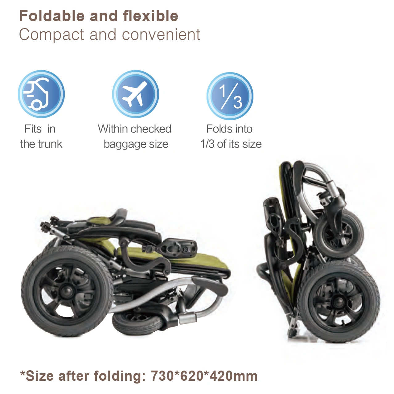 كراسي متحركة كهربائية Yuwell D130EL كرسي طاقة ذكي قابل للطي لجميع التضاريس