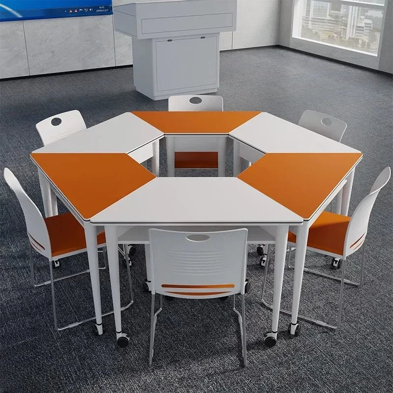 HYS hexagonal combination trapezoidal tutoring table group activity table training class table primary and secondary
