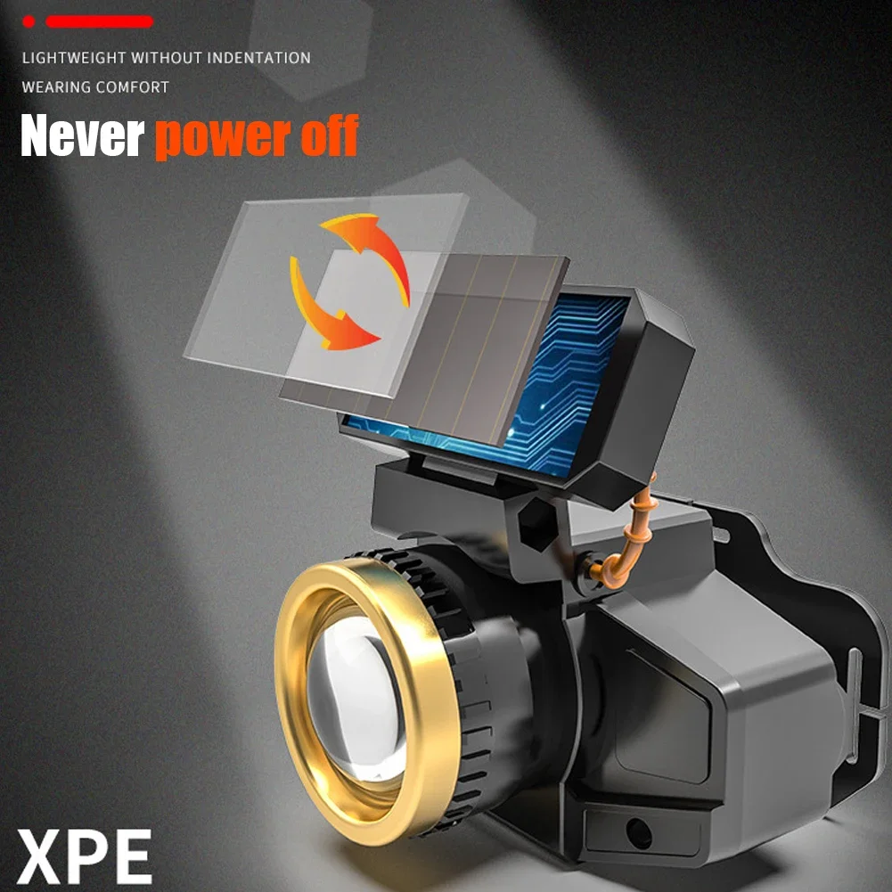 شحن الطاقة الشمسية XPE LED كشافات محس حركة المصباح وبطارية رئيس مصباح يدوي USB مقاوم للماء مخيم رئيس مصباح الشعلة ضوء العمل