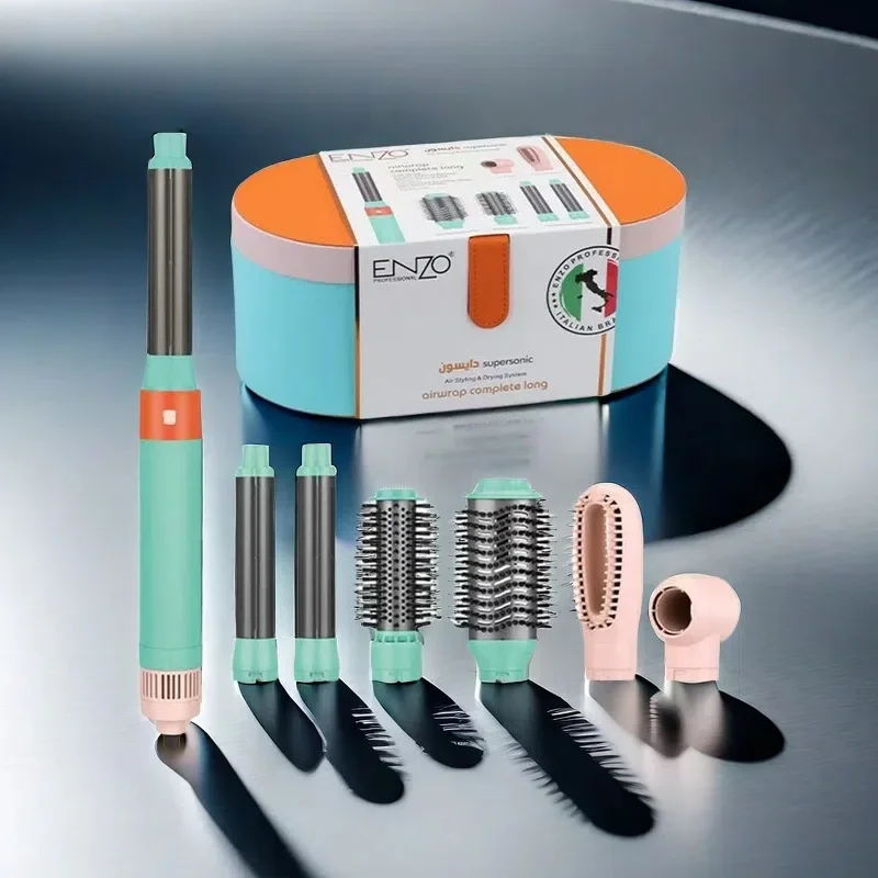ENZO المهنية متعددة الوظائف مكواة فرد الشعر مكواة تجعيد مجفف الشعر مشط الهواء الساخن الأيونات السالبة أدوات التصميم هدية صندوق