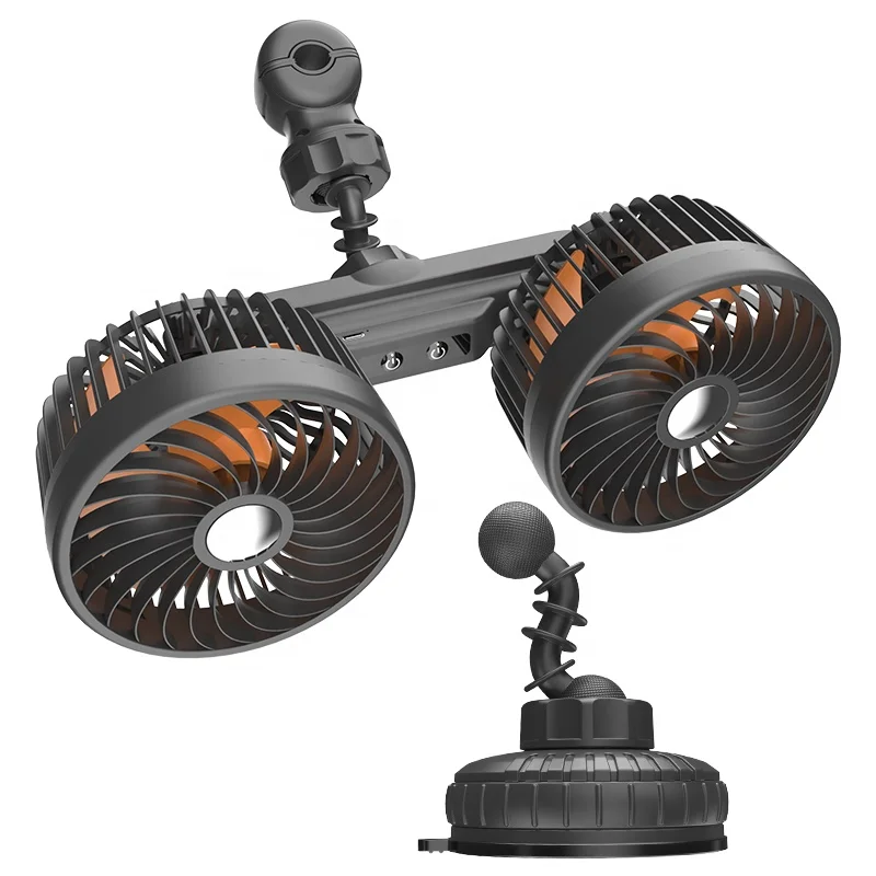 

F6208 Беспроводной перезаряжаемый электрический вентилятор для автомобиля, электронное лобовое стекло, приборная панель, заднее сиденье, вентилятор с двойной головкой 2024