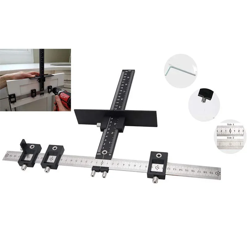 

Aluminum alloy, multifunctional furniture cabinet door handle punching positioner, woodworking tools