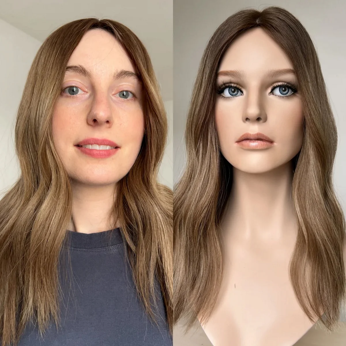 

18-дюймовый парик из смеси натуральных волос и синтетических волокон, светло-коричневый, с естественной волной, без клея, маленький и большой размеры для женщин