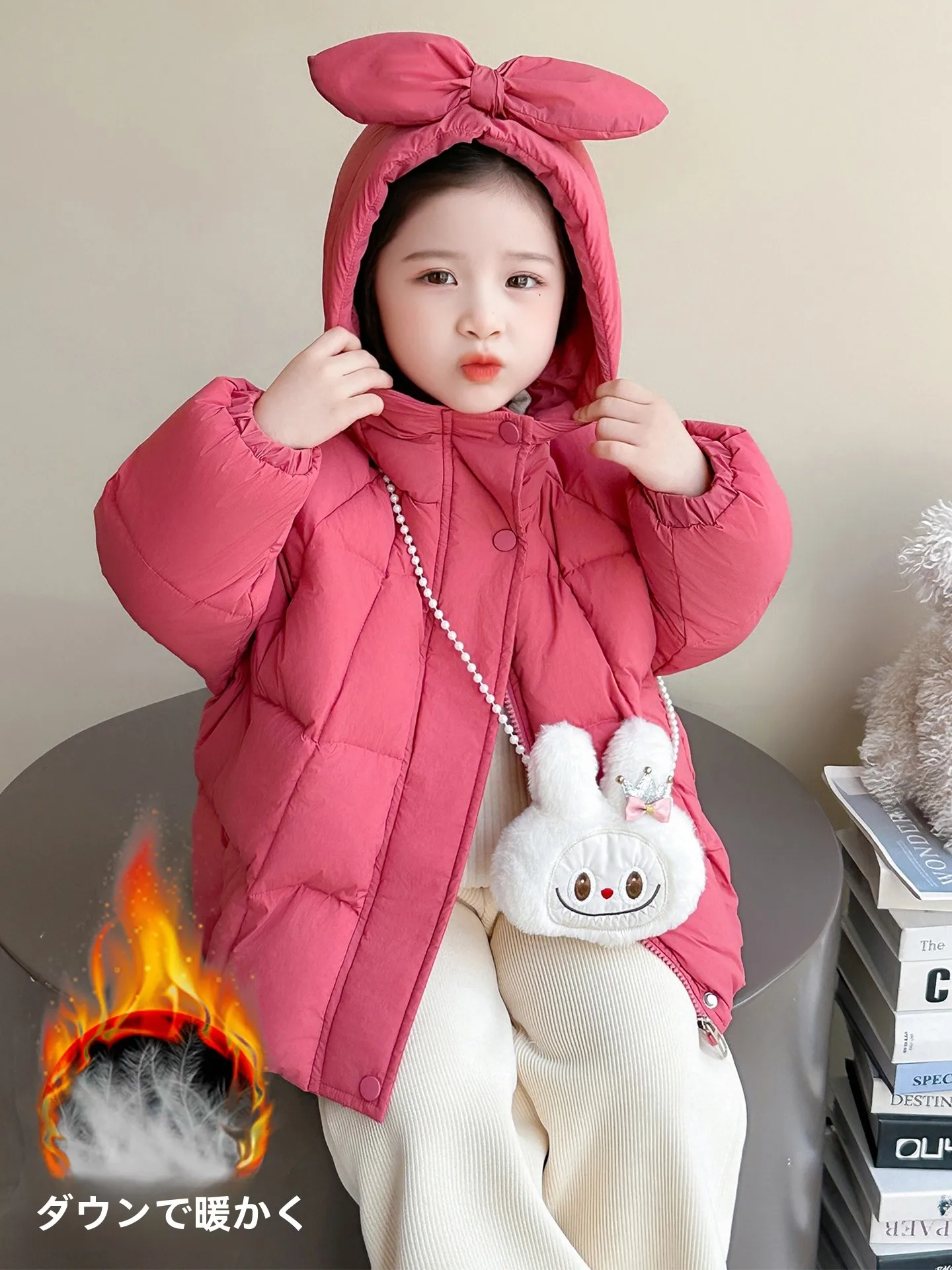 girls-winter-thiened-hooded-down-jaet-fur-collar-mid-length-coat-warm-casual-sle-children's-faion-red-outerwear