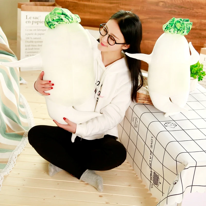 Simulation White Radish Plush Toy Stuffed Kawaii Plant Cushion Sex Pillow Creatiave Sofa Bed Decor