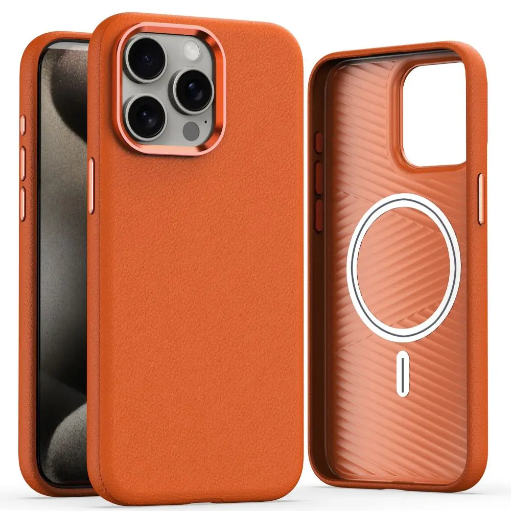 

Luxury Leather Magsafe Magnetic Phone Case Suitable for iPhone 15 14 Plus 13 12 Pro Max Wireless Charging Phone Case Accessory
