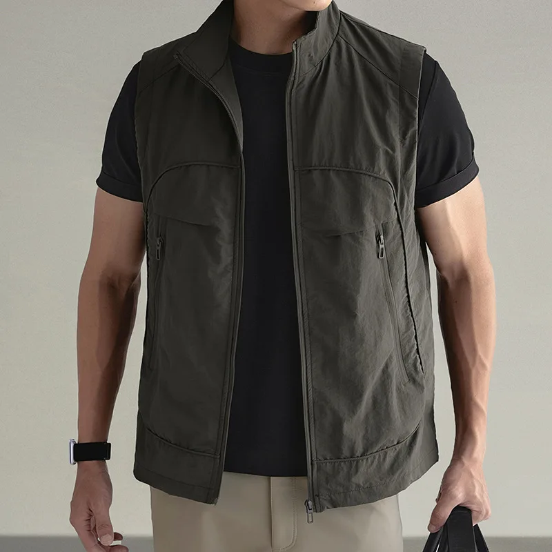 Summer thin men's vest, casual fishing vest, quick-drying work vest, waistcoat, sports jacket