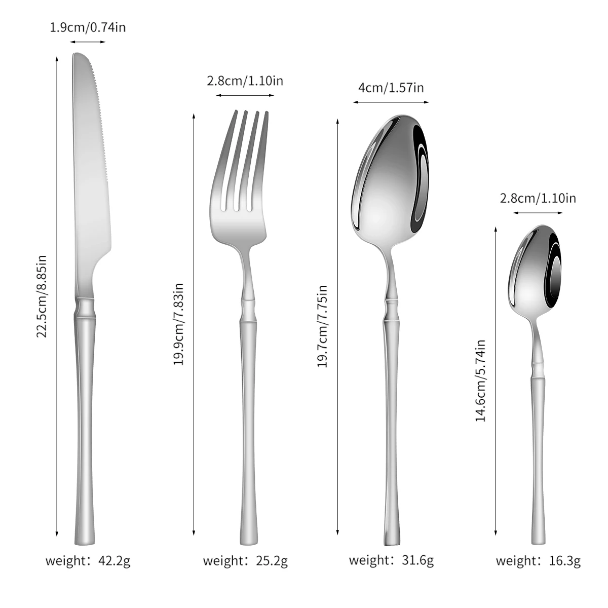 4/6/16/24pcs Stainless steel cutlery Small waist set Silver luxury cutlery Kitchen items include a knife, fork and spoon