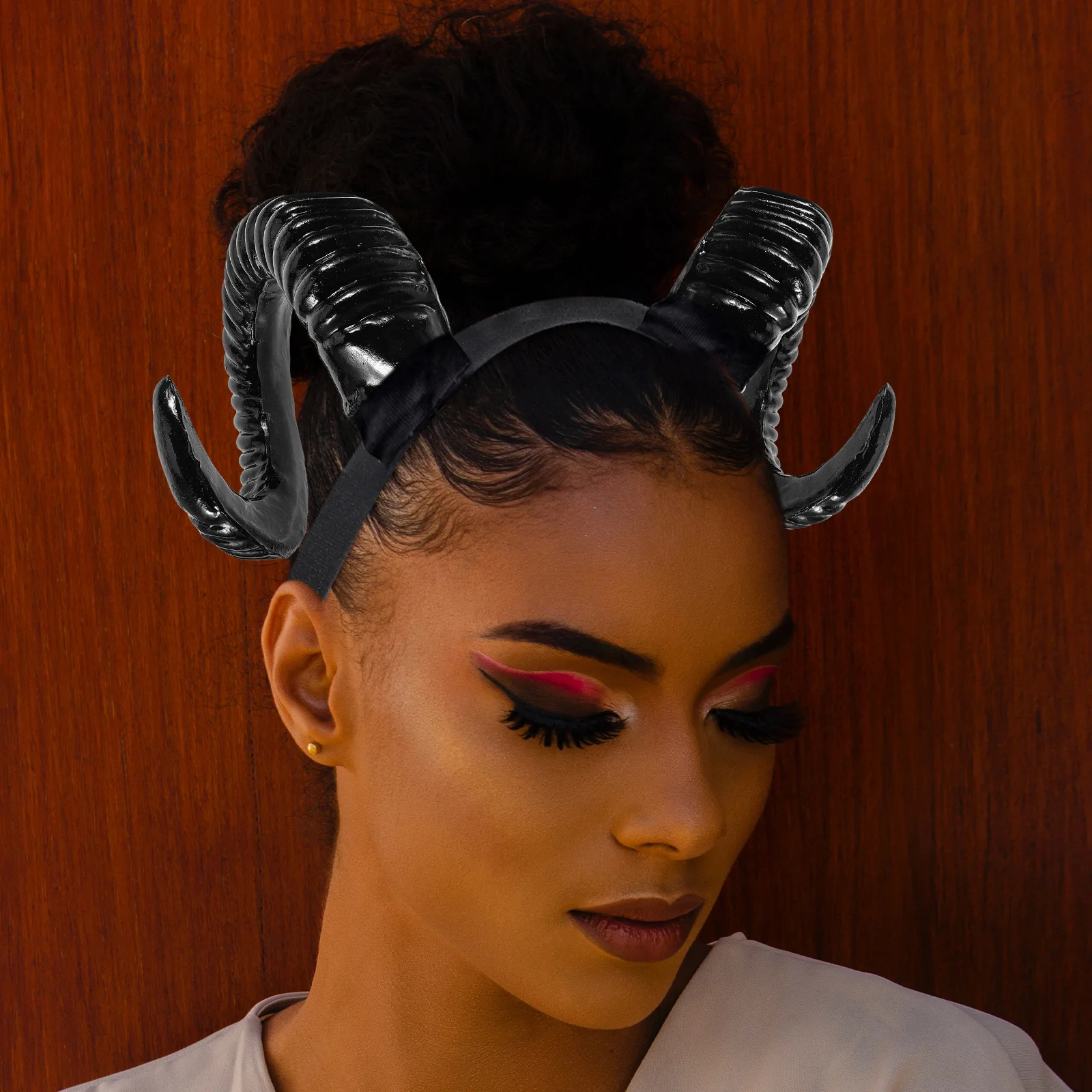 

Sheep Horn Headdress Black Resin Material Comfortable Wear Cosplay Party Prop Halloween Accessory DIY Hair Decor Role Playing