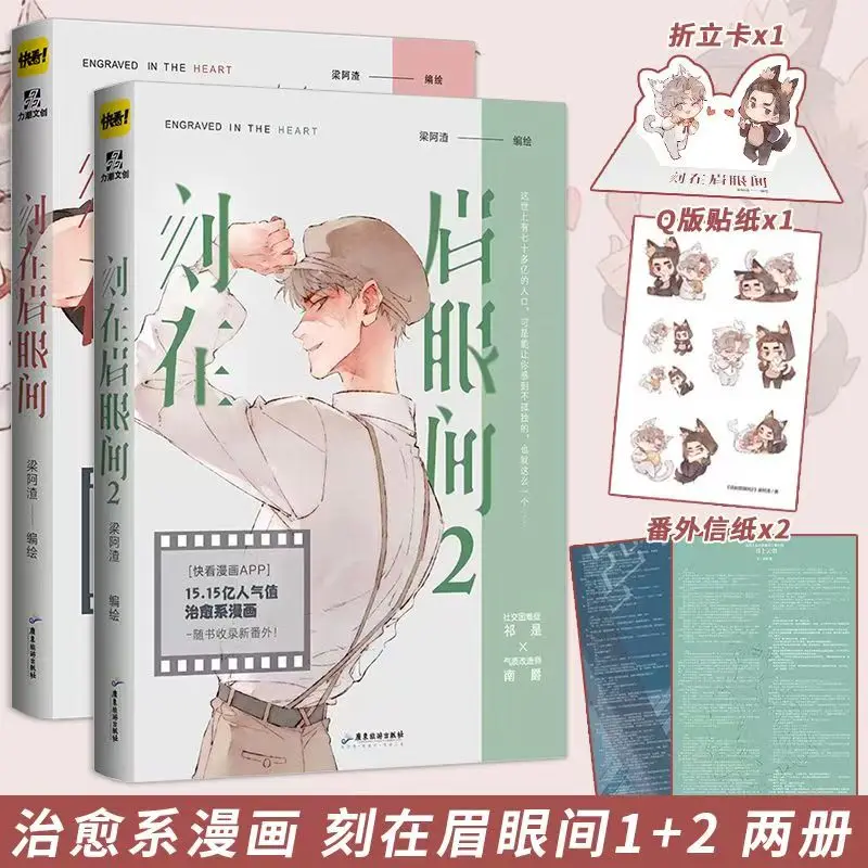Engraved Between Eyebrows Comic Books Vol.1-2 Ke Zai Mei Yan Jian Author Liang A Zha Warm Healing Two Male Protagonists Manga